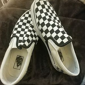 Checkered vans slip ons